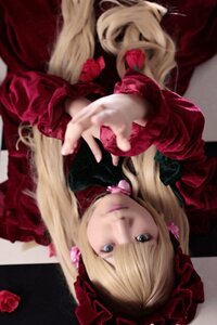 Rating: Safe Score: 0 Tags: 1girl blonde_hair blue_eyes blurry depth_of_field dress flower food fruit lips long_hair long_sleeves looking_at_viewer photo pink_rose red_flower red_rose rose shinku solo strawberry User: admin