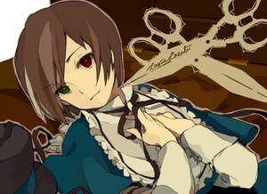 Rating: Safe Score: 0 Tags: 1boy 1girl androgynous bad_id bad_pixiv_id blue_dress brown_hair dress frills hat hat_removed headwear_removed heterochromia image long_sleeves looking_at_viewer lowe_(slow) red_eyes reverse_trap rozen_maiden scissors short_hair solo souseiseki suiseiseki top_hat upper_body User: admin