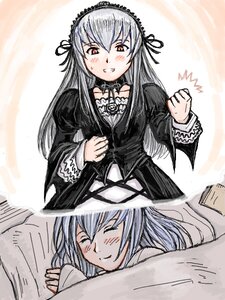 Rating: Safe Score: 0 Tags: 1girl 2girls blush closed_eyes dreaming dress hairband image long_hair long_sleeves multiple_girls older red_eyes rozen_maiden silver_hair sleeping smile solo suigintou tsuda_nanafushi wings User: admin