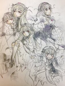 Rating: Safe Score: 0 Tags: 1girl auto_tagged blush dress flower frills hairband image long_hair long_sleeves looking_at_viewer monochrome multiple_views pink_eyes solo suigintou wings User: admin