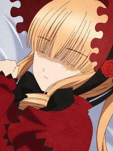 Rating: Safe Score: 0 Tags: 1 1girl bangs blonde_hair closed_eyes dress flower image long_hair red_flower red_rose ribbon rose shinku solo twintails User: admin