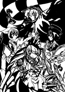 Rating: Safe Score: 0 Tags: 4girls argyle bow checkered checkered_background checkered_floor dress flower greyscale hairband image lolita_hairband long_hair looking_at_viewer monochrome multiple multiple_girls tagme twintails User: admin