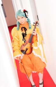 Rating: Safe Score: 0 Tags: 1girl bow_(instrument) dress drill_hair full_body green_eyes guitar hair_ornament holding_instrument instrument kanaria music playing_instrument plectrum shoes solo standing twin_drills violin User: admin