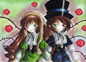 Rating: Safe Score: 0 Tags: 2girls brown_hair dress flower frills green_dress green_eyes hat heterochromia image long_hair long_sleeves looking_at_viewer multiple_girls pair red_eyes short_hair siblings sisters souseiseki suiseiseki top_hat twins very_long_hair User: admin