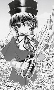 Rating: Safe Score: 0 Tags: 1girl auto_tagged blush capelet greyscale hat image long_sleeves monochrome outdoors short_hair solo souseiseki tree User: admin