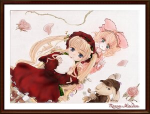 Rating: Safe Score: 0 Tags: 3girls blonde_hair blue_eyes bonnet border bow cup dress flower hat hinaichigo image long_hair long_sleeves looking_at_viewer multiple_girls pair pink_bow red_dress shinku sitting twintails very_long_hair User: admin