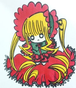 Rating: Safe Score: 0 Tags: 1girl blonde_hair bow chibi dress frills image long_hair long_sleeves red_dress shinku simple_background solo User: admin