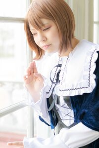 Rating: Safe Score: 0 Tags: 1girl bangs blurry brown_hair closed_eyes closed_mouth depth_of_field dress frills indoors long_sleeves shirt short_hair smile solo souseiseki sunlight upper_body white_shirt window User: admin