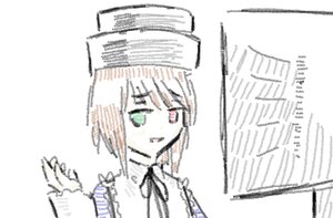 Rating: Safe Score: 0 Tags: 1girl animal_ears bangs green_eyes heterochromia image red_eyes ribbon simple_background solo souseiseki striped white_background User: admin