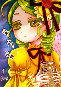 Rating: Safe Score: 0 Tags: 1girl dress flower green_eyes green_hair hat image juliet_sleeves kanaria long_sleeves looking_at_viewer ribbon rose solo upper_body User: admin