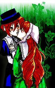 Rating: Safe Score: 0 Tags: 2girls blush closed_eyes frills green_eyes hat image kiss long_sleeves multiple_girls pair red_hair siblings sisters souseiseki suiseiseki twins yuri User: admin