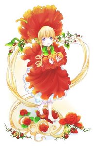 Rating: Safe Score: 0 Tags: 1girl barefoot blonde_hair blue_eyes bow dress flower image long_hair red_capelet red_dress red_flower red_rose rose shinku solo very_long_hair User: admin