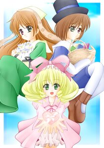 Rating: Safe Score: 0 Tags: 3girls :d blonde_hair bow brown_hair dress green_eyes hat head_scarf heterochromia image long_hair long_sleeves looking_at_viewer multiple multiple_girls open_mouth pantyhose pink_bow pink_dress short_hair siblings sisters smile suiseiseki tagme top_hat twins very_long_hair User: admin