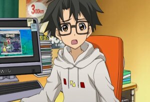 Rating: Safe Score: 0 Tags: 1boy auto_tagged black_hair brown_eyes glasses hood hoodie human open_mouth sakurada_jun screenshot solo upper_body User: admin