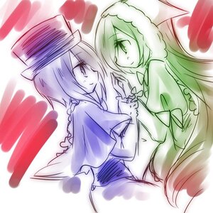 Rating: Safe Score: 0 Tags: 2girls hat holding_hands image long_hair multiple_girls pair short_hair siblings sisters smile souseiseki suiseiseki top_hat very_long_hair User: admin