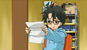 Rating: Safe Score: 0 Tags: 1boy black_hair glasses holding hood hoodie human paper sakurada_jun screenshot solo upper_body User: admin