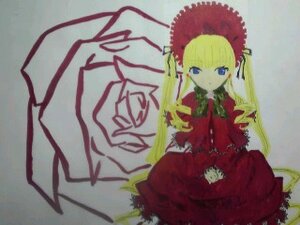 Rating: Safe Score: 0 Tags: 1girl blonde_hair blue_eyes bonnet bow bowtie dress glasses green_neckwear image long_hair long_sleeves looking_at_viewer red_dress shinku sitting solo User: admin