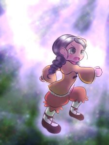 Rating: Safe Score: 0 Tags: 1girl black_footwear black_hair braid full_body hat image kanaria long_hair long_sleeves open_mouth running shoes solo standing twin_braids User: admin