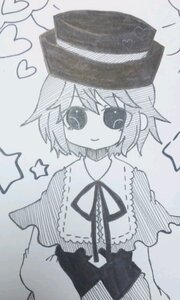 Rating: Safe Score: 0 Tags: 1girl blue_theme blush_stickers capelet eyebrows_visible_through_hair hat heart image long_sleeves looking_at_viewer monochrome nagae_iku photo ribbon short_hair smile solo souseiseki speech_bubble star_(symbol) traditional_media User: admin