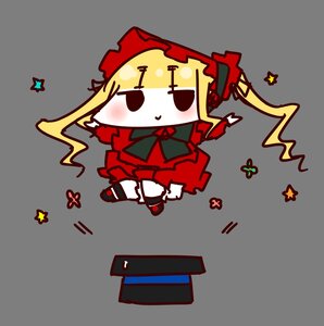 Rating: Safe Score: 0 Tags: 1girl blonde_hair blush bow chibi dress full_body image long_hair long_sleeves red_dress shinku solo star_(symbol) transparent_background User: admin