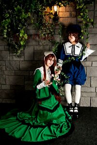 Rating: Safe Score: 0 Tags: brown_hair dress flower green_dress hat multiple_cosplay multiple_girls plant sitting tagme white_legwear User: admin