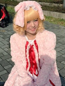 Rating: Safe Score: 0 Tags: 1girl animal_ears bangs blonde_hair blunt_bangs bunny_ears curly_hair dress green_eyes hinaichigo lips looking_at_viewer ribbon short_hair smile solo towel User: admin