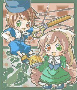Rating: Safe Score: 0 Tags: 2girls :d artist_request auto_tagged blue_dress border brown_hair chibi dress green_dress green_eyes hat head_scarf heterochromia image long_hair long_sleeves lowres multiple_girls oekaki open_mouth pair red_eyes rozen_maiden scissors short_hair siblings sisters smile souseiseki suiseiseki twins watering_can User: admin