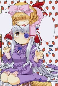 Rating: Safe Score: 0 Tags: 2girls apple barasuishou blonde_hair bow cherry closed_eyes dress drill_hair eyepatch food frills fruit grapes hinaichigo image long_hair multiple_girls pair pink_bow purple_dress silver_hair smile strawberry tomato twin_drills watermelon User: admin