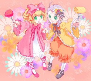 Rating: Safe Score: 0 Tags: 2girls ahoge blonde_hair bloomers bow dress drill_hair flower food frills full_body green_eyes hina_ichigo hinaichigo holding_hands image kanaria long_sleeves multiple_girls open_mouth pair pantyhose pink_bow ribbon shoes short_hair smile underwear User: admin
