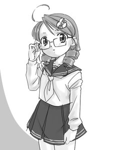 Rating: Safe Score: 0 Tags: 1girl ahoge drill_hair glasses greyscale hair_ornament image kanaria long_sleeves monochrome pleated_skirt school_uniform serafuku skirt solo User: admin