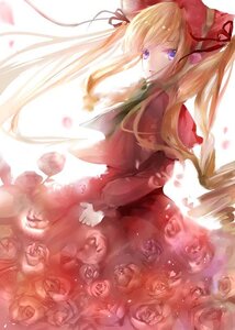 Rating: Safe Score: 0 Tags: 1girl blonde_hair blue_eyes bonnet bow dress flower image lolita_fashion long_hair long_sleeves looking_at_viewer looking_back petals pink_flower pink_rose red_dress red_flower red_rose rose rose_petals shinku solo twintails very_long_hair white_rose User: admin