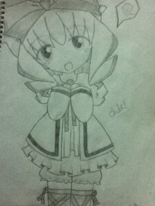 Rating: Safe Score: 0 Tags: 1girl 86800 :d bow dress hinaichigo image long_sleeves looking_at_viewer monochrome open_mouth ribbon sleeves_past_wrists smile solo standing traditional_media User: admin