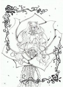 Rating: Safe Score: 0 Tags: 1girl dress flower fox_ears fox_tail hair_ornament image kirakishou long_hair monochrome multiple_tails rose solo tail traditional_media very_long_hair yakumo_ran User: admin