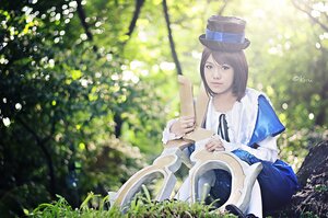 Rating: Safe Score: 0 Tags: 1girl brown_hair dress flower hat instrument lips outdoors playing_instrument ribbon short_hair sitting solo souseiseki sunlight User: admin