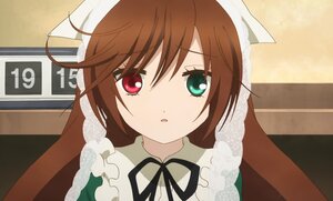 Rating: Safe Score: 0 Tags: 1girl :o auto_tagged black_ribbon brown_hair dress frills green_eyes head_scarf heterochromia image long_hair looking_at_viewer neck_ribbon red_eyes ribbon solo suiseiseki User: admin