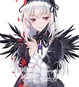 Rating: Safe Score: 0 Tags: 1girl bangs black_dress black_wings closed_mouth commentary_request copyright_name dress ekita_kuro eyebrows_visible_through_hair feathers flower frilled_sleeves frills hair_between_eyes hairband half-closed_eyes hand_up headdress holding holding_feather image juliet_sleeves long_hair long_sleeves looking_at_viewer parted_lips petals puffy_sleeves red_eyes rose rozen_maiden silver_hair simple_background smile solo suigintou tsurime upper_body white_background wide_sleeves wings User: admin