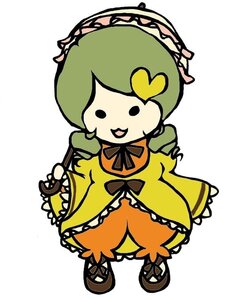 Rating: Safe Score: 0 Tags: 1girl black_eyes dress frills full_body green_hair hair_ornament heart image kanaria long_sleeves open_mouth orange_dress simple_background smile solo umbrella white_background User: admin