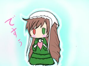 Rating: Safe Score: 0 Tags: 1girl blush_stickers brown_hair chibi dress green_dress green_eyes hat head_scarf image long_sleeves solo suiseiseki User: admin