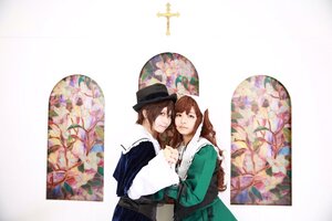 Rating: Safe Score: 0 Tags: 2girls brown_hair dress green_eyes hat holding_hands long_hair multiple_cosplay multiple_girls short_hair siblings sisters souseiseki suiseiseki tagme top_hat twins uniform User: admin