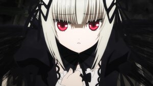 Rating: Safe Score: 3 Tags: 1girl bangs black_ribbon dress eyebrows_visible_through_hair hair_ribbon image long_hair long_sleeves looking_at_viewer parted_lips red_eyes ribbon silver_hair solo suigintou User: admin