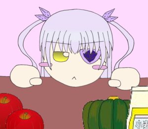 Rating: Safe Score: 0 Tags: 1girl apple barasuishou blush_stickers butterfly_hair_ornament food fruit hair_ornament image kotatsu mandarin_orange solo table yellow_eyes User: admin