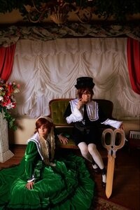 Rating: Safe Score: 0 Tags: 2girls brown_hair closed_eyes curtains dress flower green_dress hat instrument multiple_cosplay multiple_girls rose siblings sitting souseiseki suiseiseki tagme twins User: admin