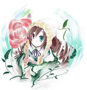 Rating: Safe Score: 0 Tags: 1girl black_ribbon brown_hair dress drill_hair flower frills green_dress green_eyes hat heterochromia image lolita_fashion long_hair long_sleeves looking_at_viewer plant red_eyes ribbon rose rozen_maiden sitting solo suiseiseki twin_drills twintails upper_body ushiki_yoshitaka very_long_hair watering_can white_background User: admin
