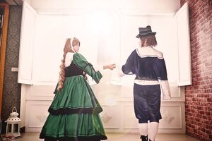 Rating: Safe Score: 0 Tags: 2girls braid brown_hair dress green_dress hat indoors long_hair long_sleeves multiple_cosplay multiple_girls school_uniform solo_braid tagme twin_braids User: admin