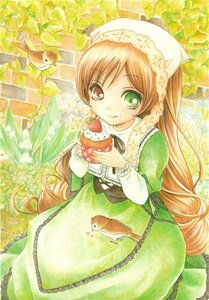 Rating: Safe Score: 0 Tags: 1girl :q animal auto_tagged bird brown_hair chick colored_pencil_(medium) commentary_request cupcake dress eating flower food food_on_face fruit green_dress green_eyes head_scarf heterochromia holding image kokkoro_(nullcan) long_hair long_sleeves red_eyes rozen_maiden sitting solo strawberry suiseiseki tongue tongue_out traditional_media very_long_hair User: admin