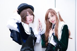 Rating: Safe Score: 0 Tags: 2girls blonde_hair blue_eyes eyelashes hat lips long_hair long_sleeves looking_at_viewer multiple_cosplay multiple_girls realistic ribbon siblings sisters striped tagme twins upper_body User: admin
