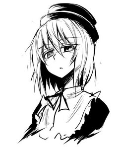 Rating: Safe Score: 0 Tags: 1girl bangs blush eyebrows_visible_through_hair greyscale hair_between_eyes hat image looking_at_viewer monochrome ribbon short_hair simple_background sketch solo souseiseki upper_body white_background User: admin