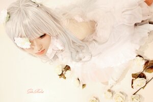 Rating: Safe Score: 0 Tags: 1girl bangs closed_mouth eyelashes flower hair_flower kirakishou lips long_hair red_lips solo white_flower white_hair User: admin