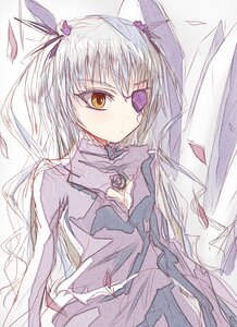 Rating: Safe Score: 0 Tags: 1girl barasuishou dress flower hair_ornament hair_ribbon image long_hair ribbon solo traditional_media two_side_up yellow_eyes User: admin