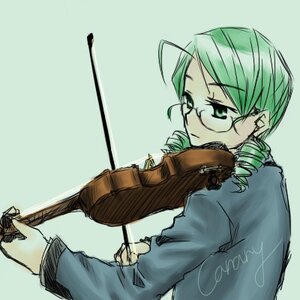 Rating: Safe Score: 0 Tags: 1girl drill_hair glasses gloves green_eyes green_hair gun handgun holding holding_weapon image kanaria long_sleeves solo sword upper_body weapon User: admin
